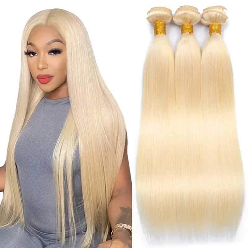 Silky Straight Human Hair Bundles 613 Blonde Brazilian 100% Human Hair Weave Bundles Single Bundles Remy Hair Extensions On Sale