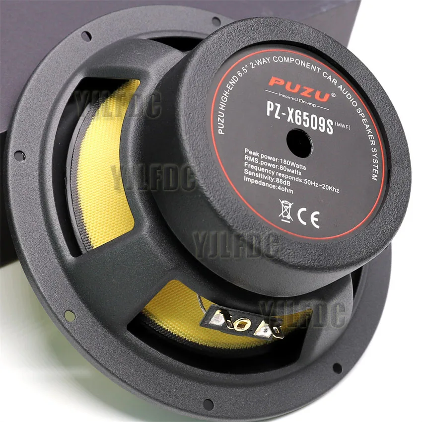 PZ-6509S 6.5 Inch 2 Way Component Car Audio Speakers With 180W Maximum Output Power Glassfiber Cone