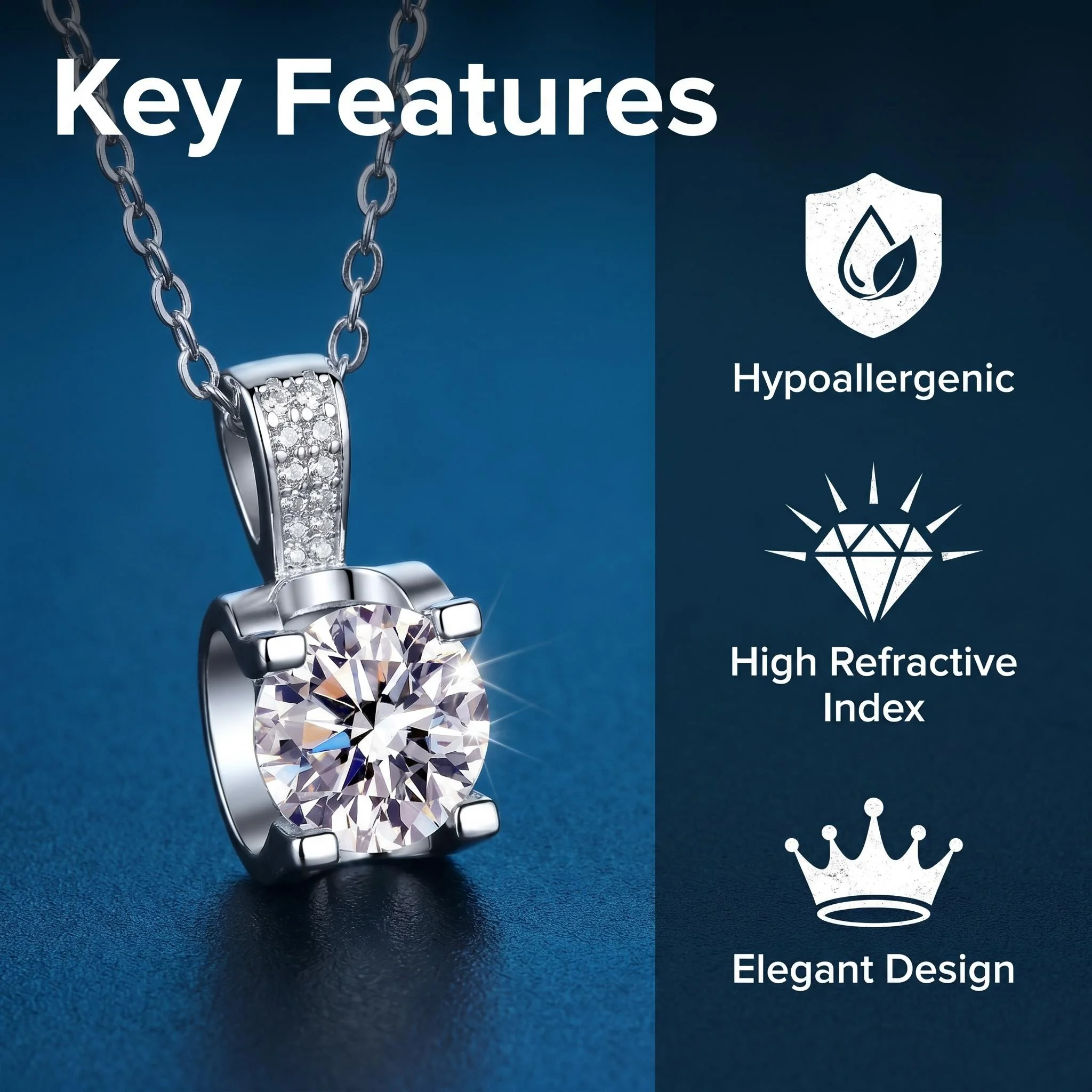 2ct 925 Sterling Silver Necklace Pendant Shining for Women Wedding Jewelry Engagement Fashion Exquisite Classics Chain Gifts