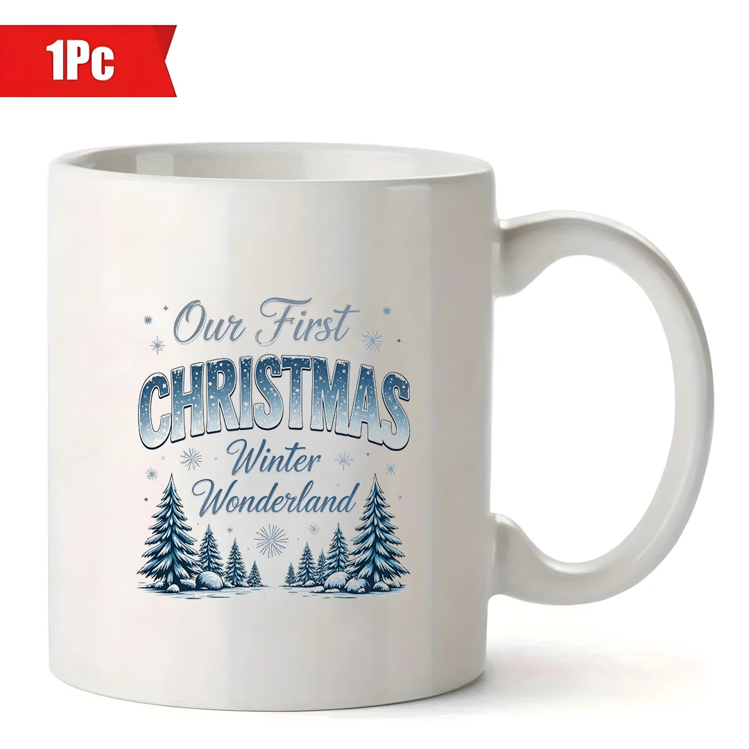 كوب عيد الميلاد سعة 11 أونصة مع تصميم مكتوب بخط اليد لعيد الميلاد المجيد والشتاء على شكل ندفة الثلج للأطفال كوب للمشروبات الباردة الساخنة مثالي للمنزل