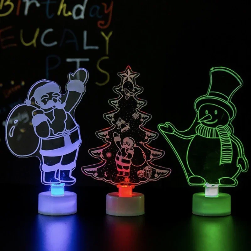 Colorful LED Decorative Lights New Year Christmas Tree Ornament Decorations Snowman Santa Claus Light Neon Party Home Decoration