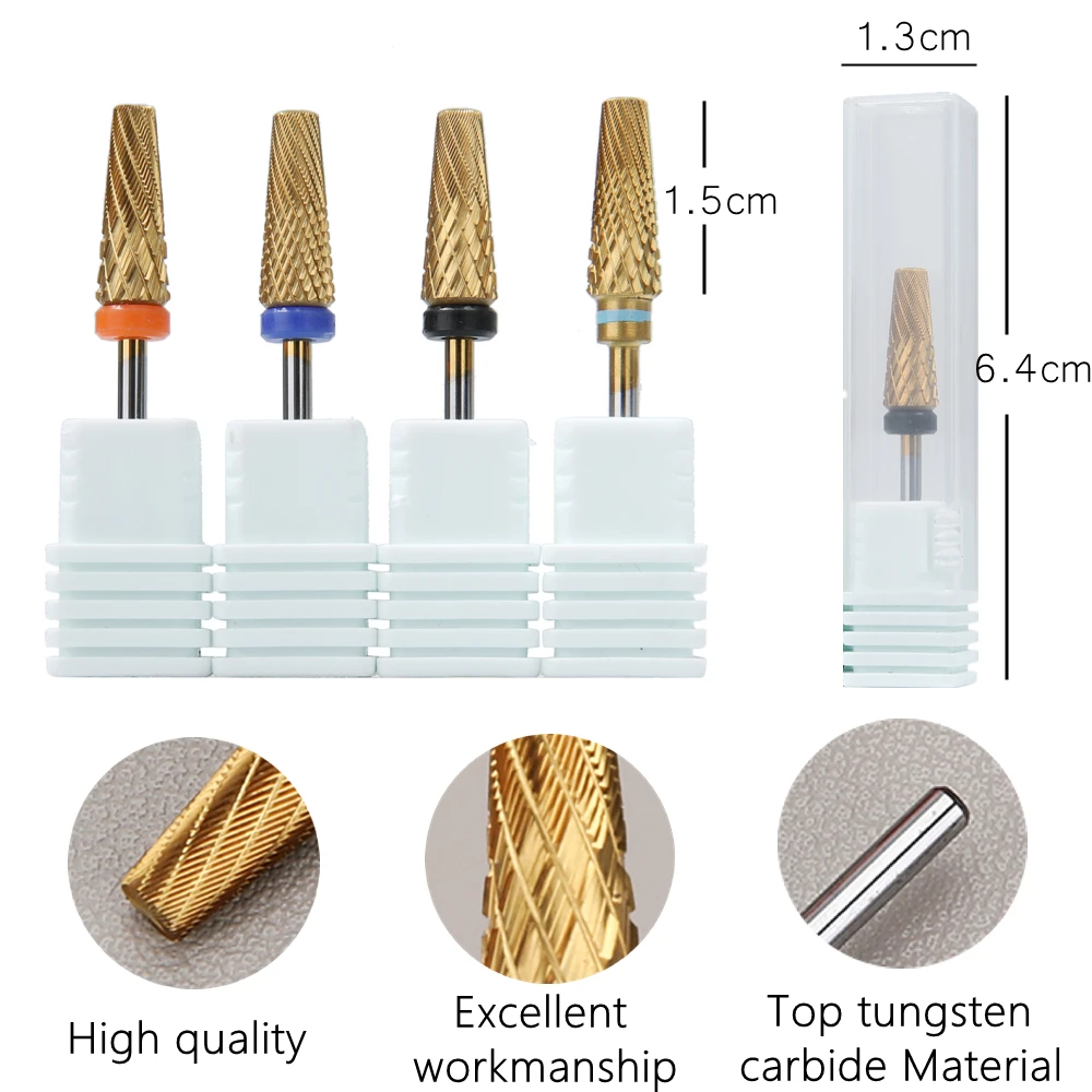 New Tungsten steel Carbide Nail Drill Bit Tapered Milling Cutter for Manicure Remove Gel Acylics Tool Nails Drill Accessories