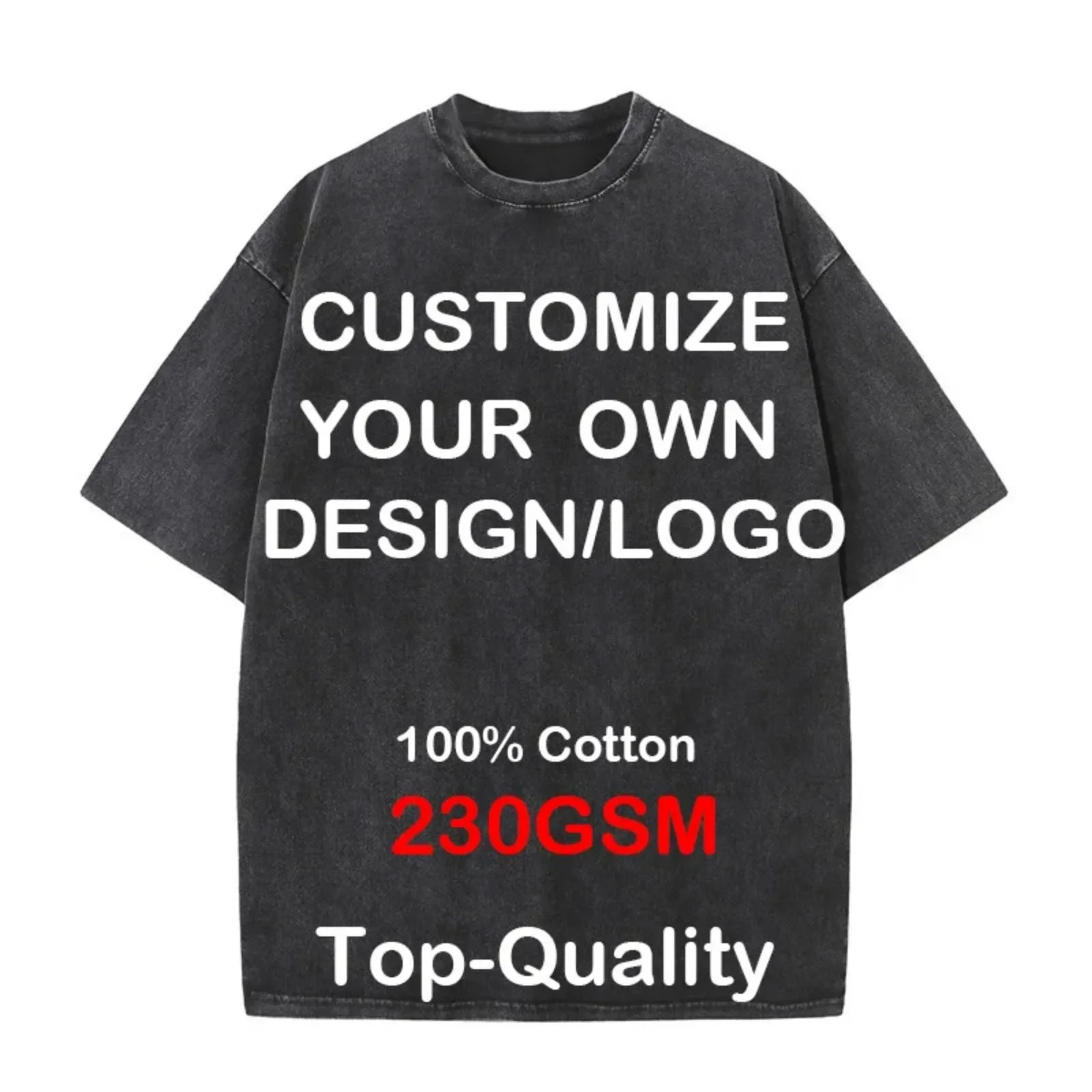 Unisex T-shirts Custom LOGO Hip Hop Streetwear 100% Cotton Oversized Washed Top Tee Summer Retro Brand Personalized Men Tshirt