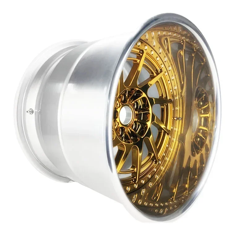 Alloy Rims Deep Dish Wheels 16 17 18 19 20 21 22 23 24 25 26 Inch Custom Rim Golden 2 Piece Wheel Manufacturer