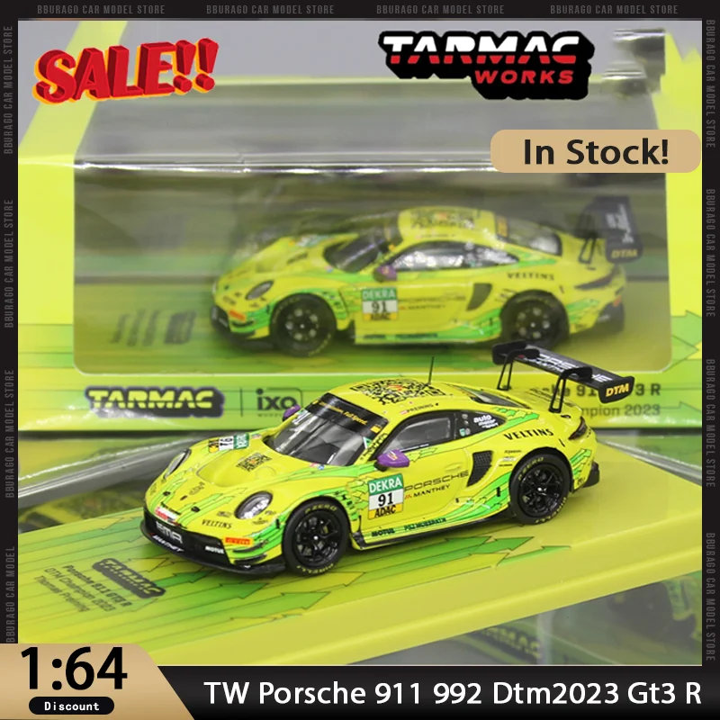 

New In Stock Tarmac Works 1:64 Porsche 911 992 Dtm 2023 911 Gt3 R Alloy Car Miniature Diecast Porsche Ornaments Custom Toys Kids