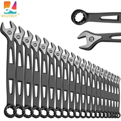 Max Torque Premium Combination Wrench Set, Chrome Vanadium Steel, Long Pattern Design | Include Metric 6-32mm