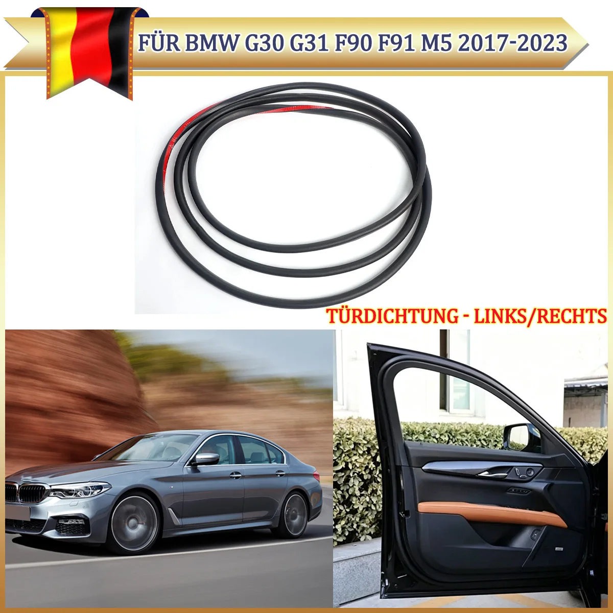 For BMW G30 G31 F90 530i 540i 2017 2018 2019 2020 2021 2022 2023 Front Rear Door Weatherstrip Rubber Seal Auto Seal Parts Trim