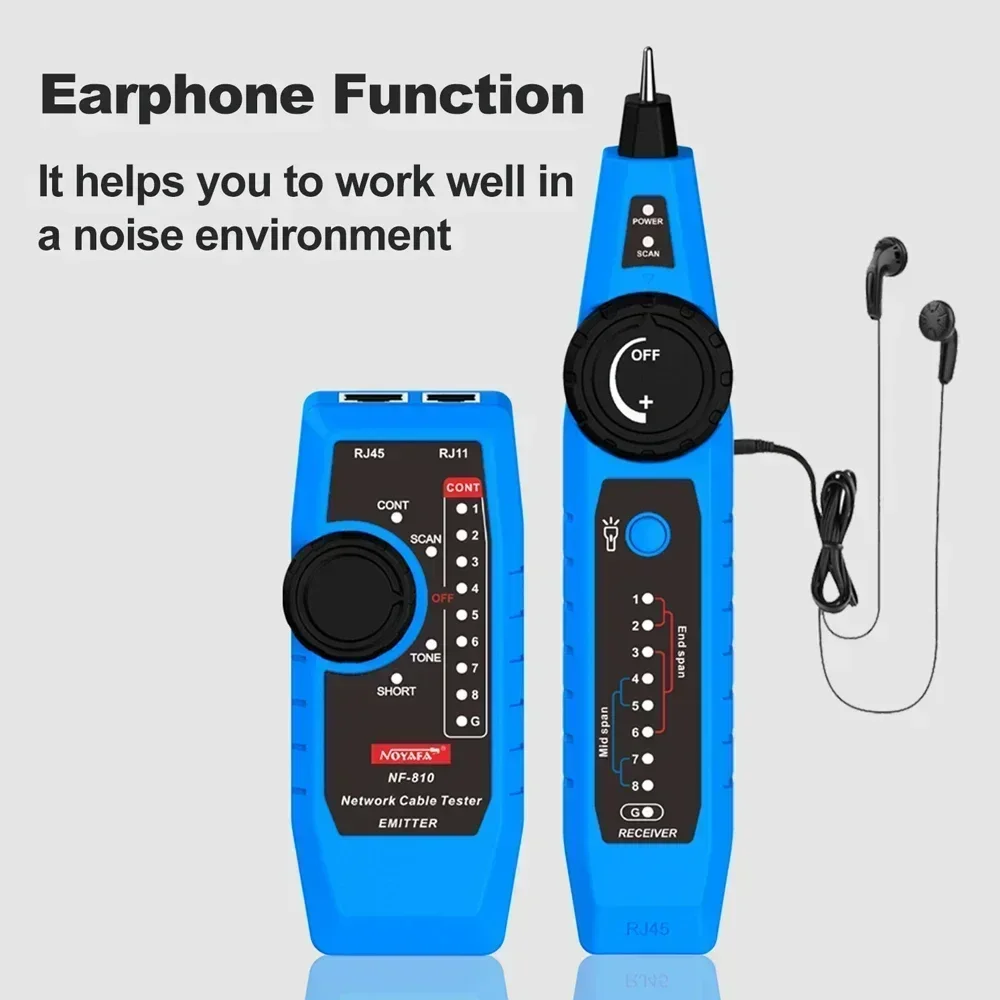 

English VersionZHOUCE NF-810 RJ45 Ethernet Cable Tester Toner Anti-Interference Telephone Wire Line Finder For LAN Network Cable