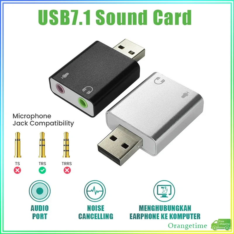 【Fast Delivery】Usb Sound Card 7.1 Channel Computer External Aluminum Alloy Analog Sound Card Stereo Audio Adapter Splitter