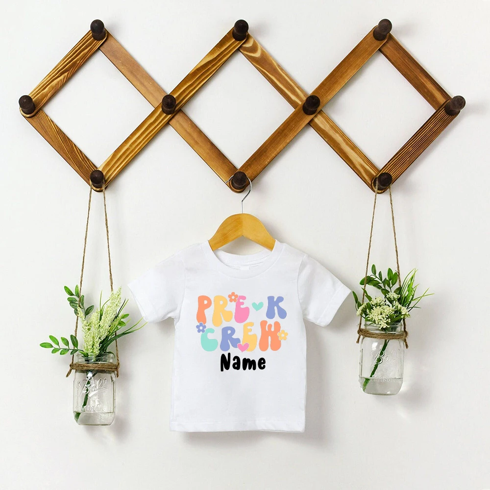 Pre School Crew Print Custom Name Student Tee Shirt Personalized Short Sleeve T-Shirts Pre K T-Shirt The Best Gifts  for Child