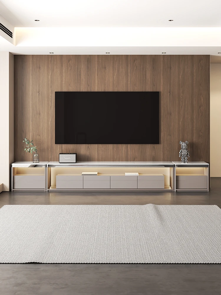 

Floor-to-ceiling TV cabinet Italian light luxury new luxury sense villa living room home modern simple tea table combination