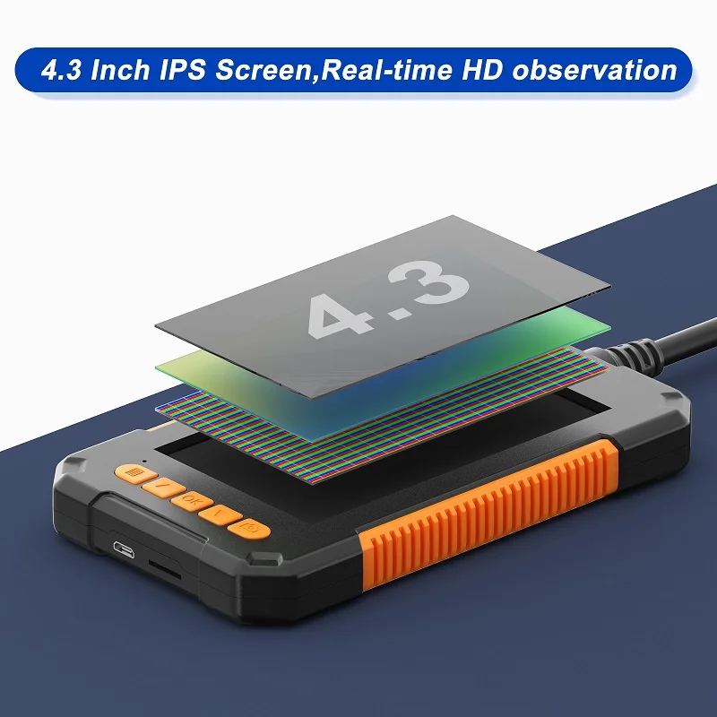 Industrial Endoscope 4.3'' IPS Screen Video Camera HD1080P Waterproof Probe Single Dual Lens Car Inspection Borescope with LEDs