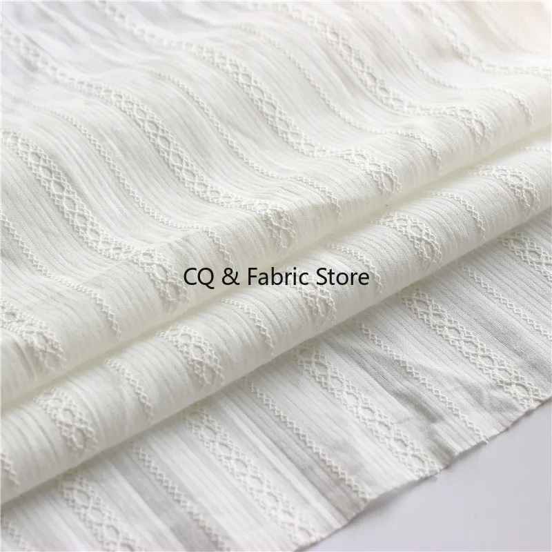 White Cloth Cotton Fabric Jacquard Fabric Diy Dress Shirt Children Clothing Material By The Meter XJ28