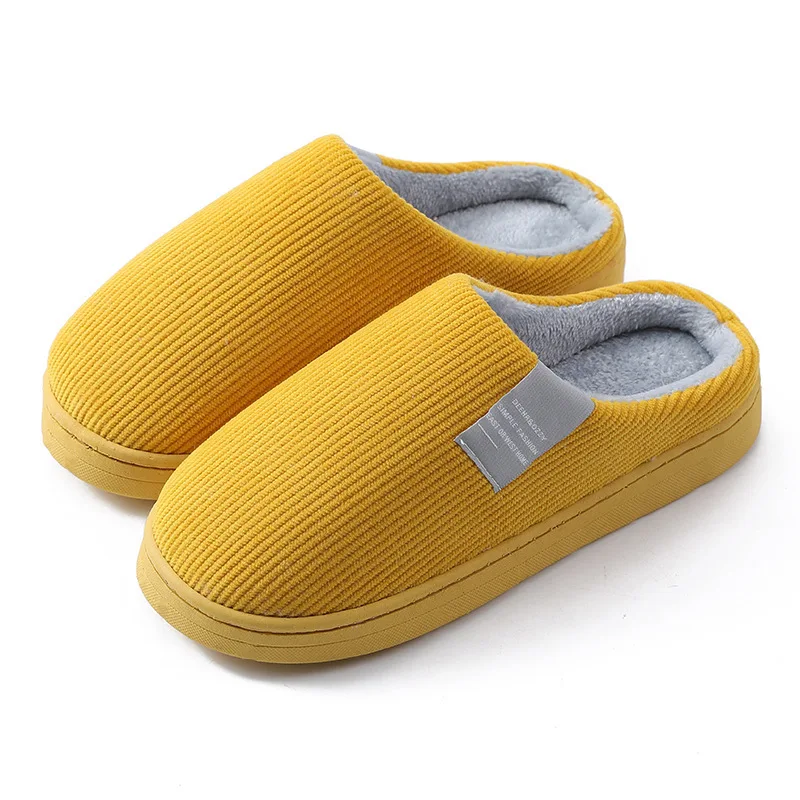 Winter Household Cotton Slippers Men Indoor Warm Plush Footwear Non-Slip Platform Slippers Couple Women