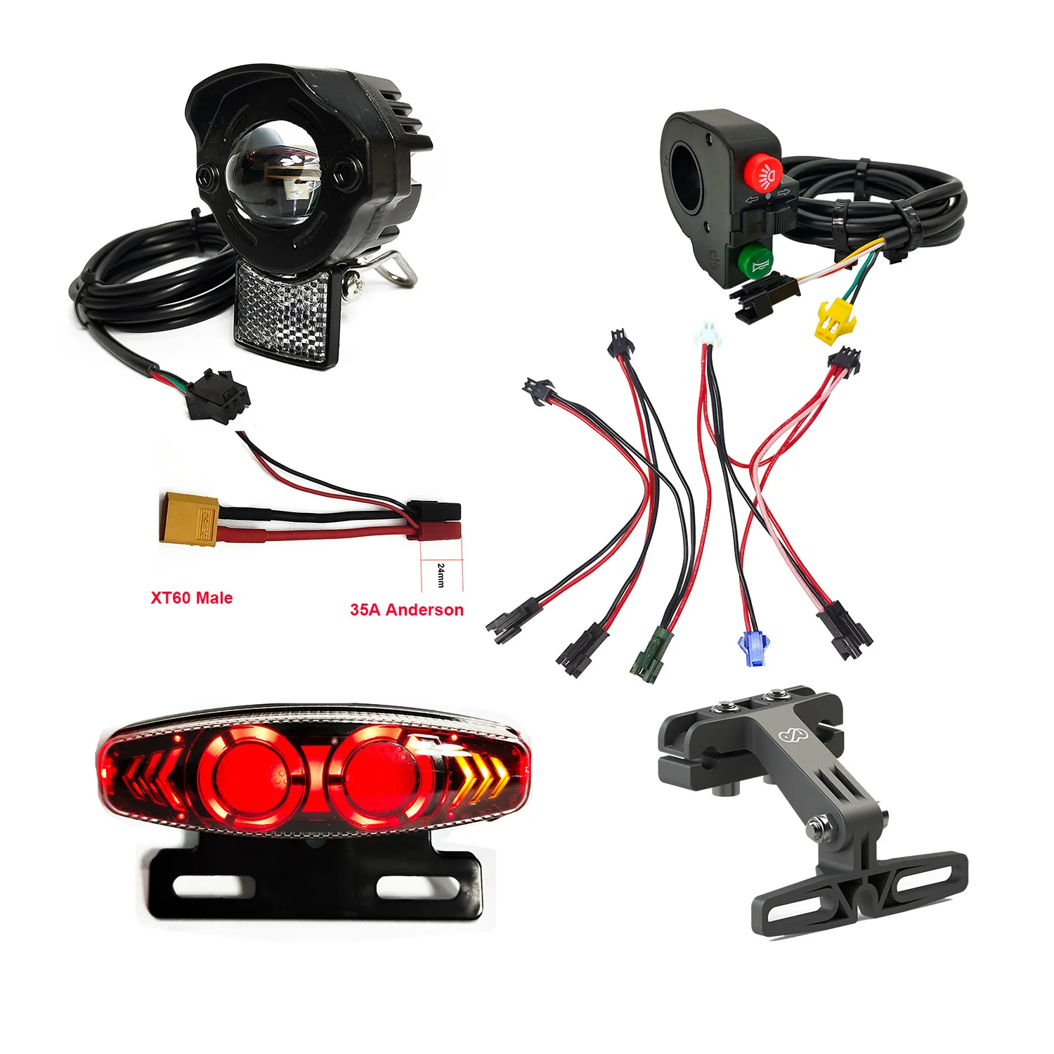 Electric scooter 36/48V/60V Headlight Front Tail Rear Warning Lights LED Night Spotlight Headlamp Cycling EBike