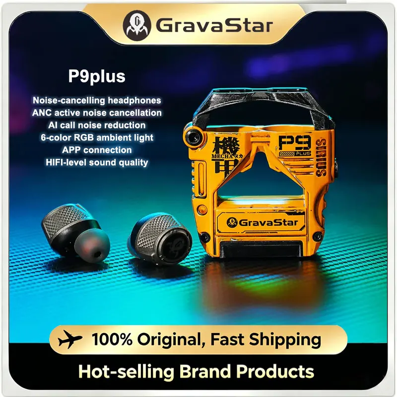 

Оригинальные беспроводные наушники GravaStar Sirius Plus P9 TWS с Bluetooth 5.3, активным шумоподавлением (ANC), шумоподавлением при звонках (ENC), 28 часами автономной работы, защитой IPX4 и настройкой через приложение.