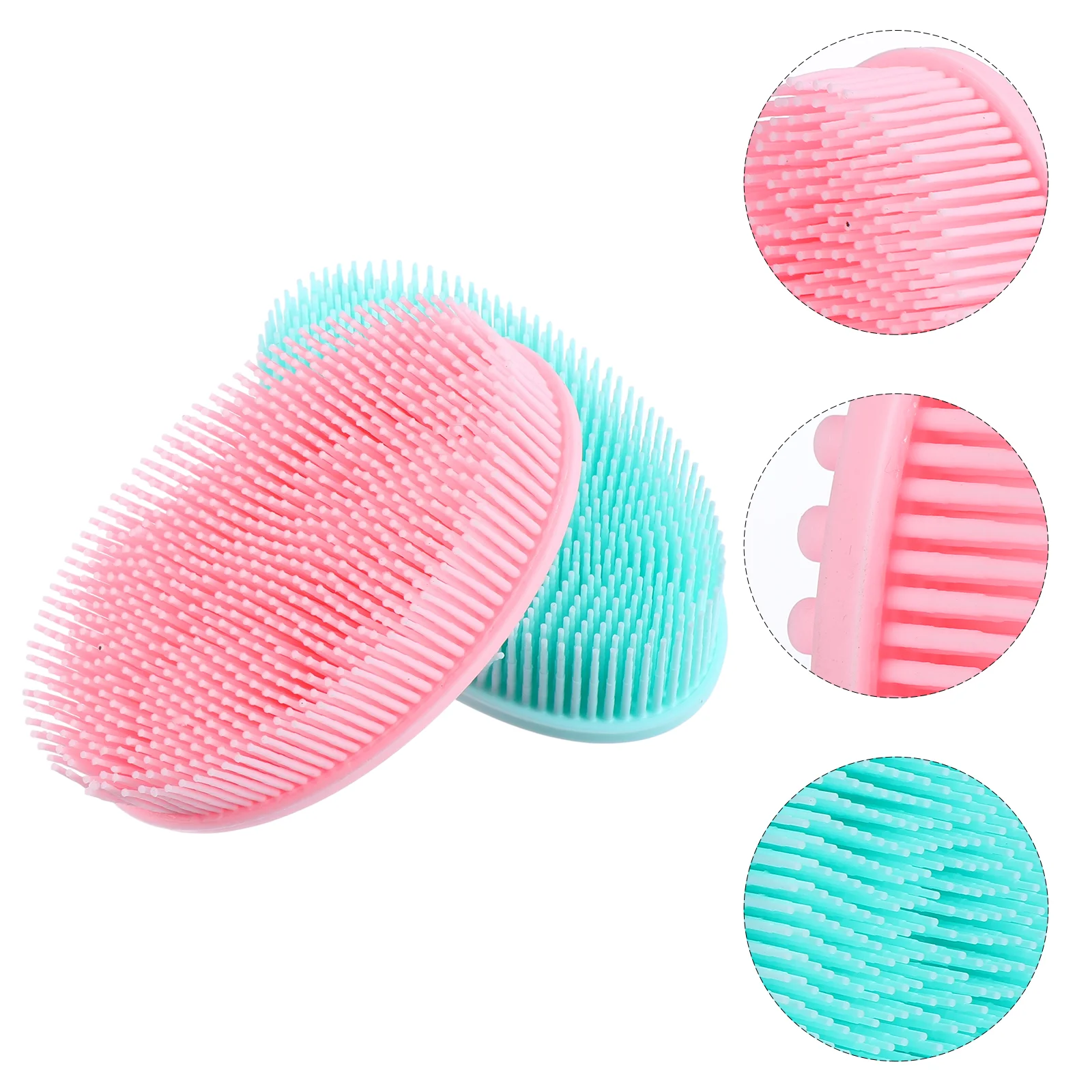 2 Pcs Silicone Bath Brush for Adults Massage Baby Handheld Scrubber Shower Hair-washing