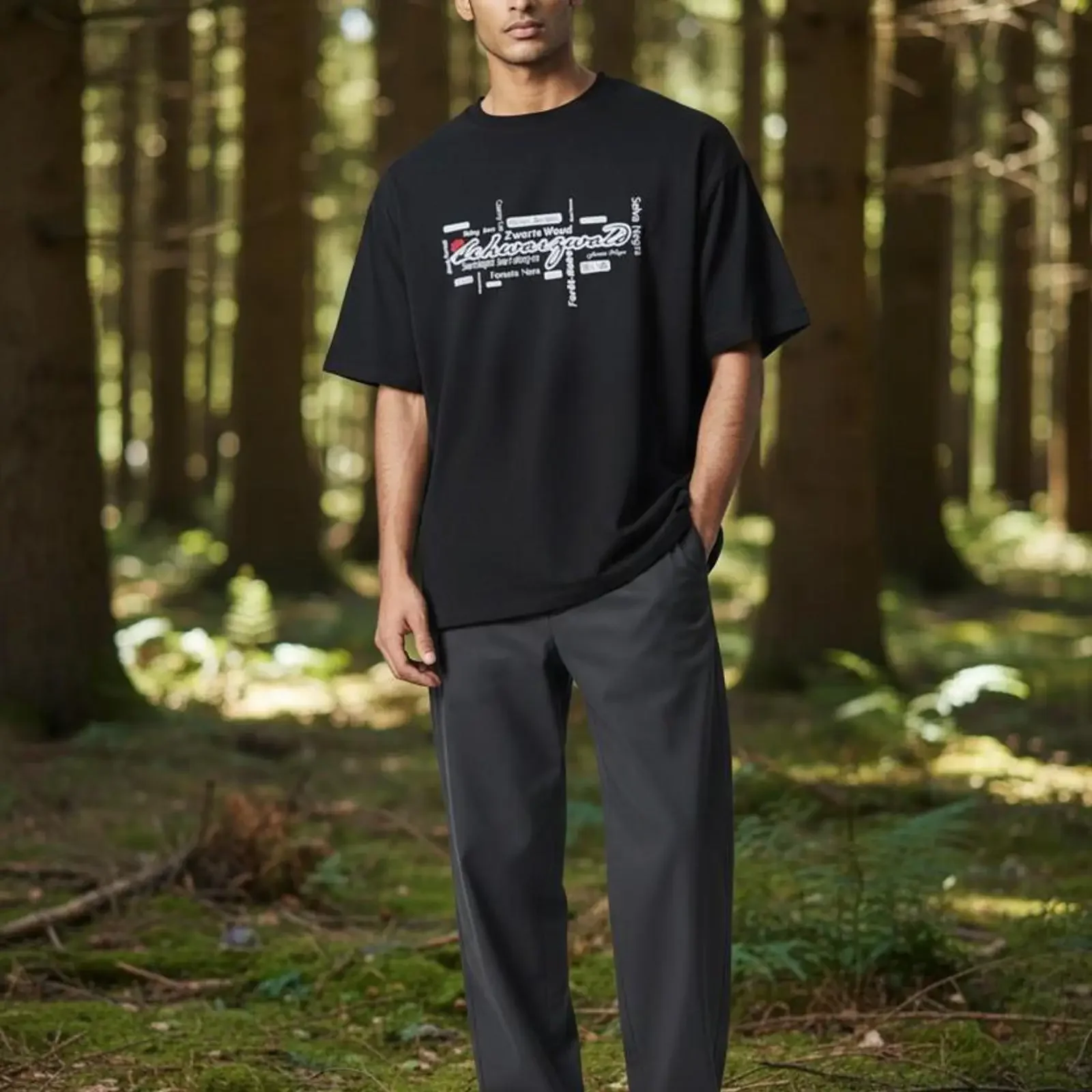 Cotton T shirt Black Forest in several languages Souvenir Keepsake Bollenhut vintage Washed Slightly Comfortable Casual