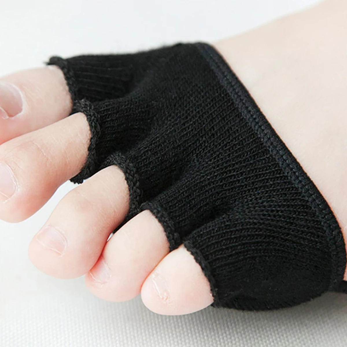 

4pcs Peep Women Cotton Half Open Toe Five Toe Socks Sweat Absorption Breathable Yoga Fitness Sports Socks For Female