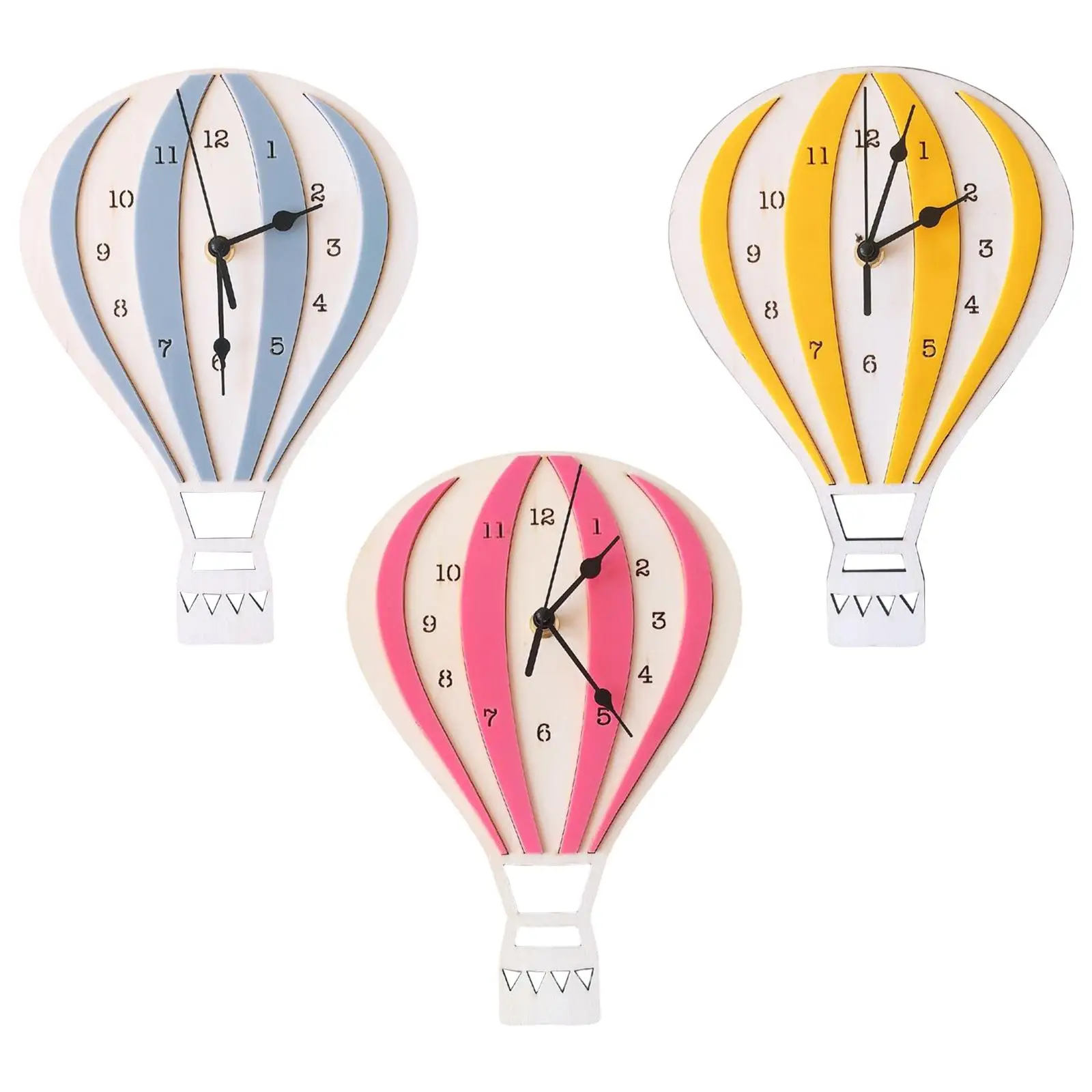 Cartoon Hot Air Balloon Clock Silent Non Ticking Crafts Nordic Wall Clock for Dining Room Office Restaurant Shop Decoration