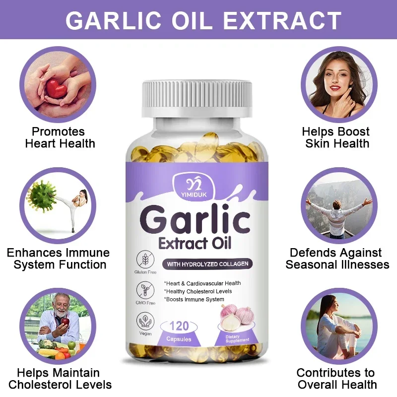 Natural Garlic & Collagen Supplement, with Tomato & Collagen Complex, Support Heart, Strengthen Immunity & Promote Skin Wellness