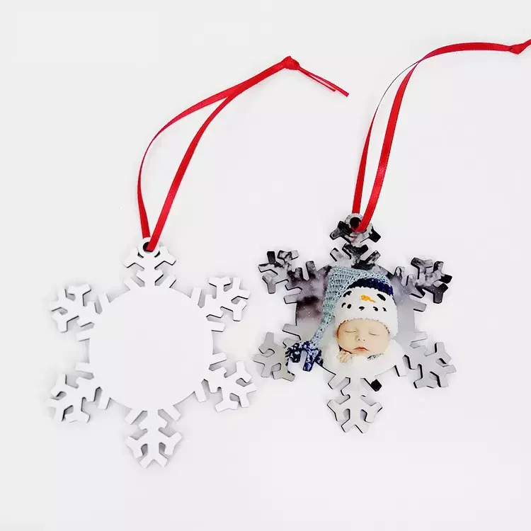 50pcs/Lot Christmas Decoration Supplies MDF Wooden Snowflake Sublimation Blank Christmas Ornaments