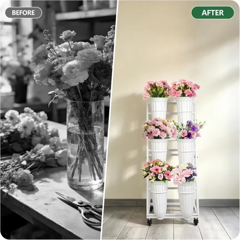 for Metal Mobile Flower Display Cart Multi-Layer Storage Rack for Retail Store Supermarket Garden Home Decor Stand image 5