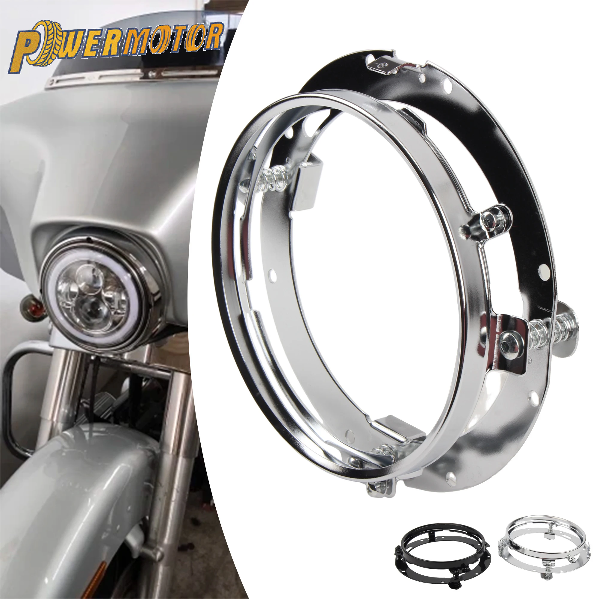 Motorcycle 7 Inch Round Headlight Retainer Ring Mounting Bracket For Harley Motorcycle Jeep Wrangler Replacement Parts