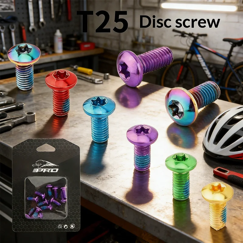 Custom Bike Bolt Kit 12Pcs Colored T25 Screws for 6-Bolt Disc Rotors Add a of Color to Your Road or Mountain Bike, Easy Install