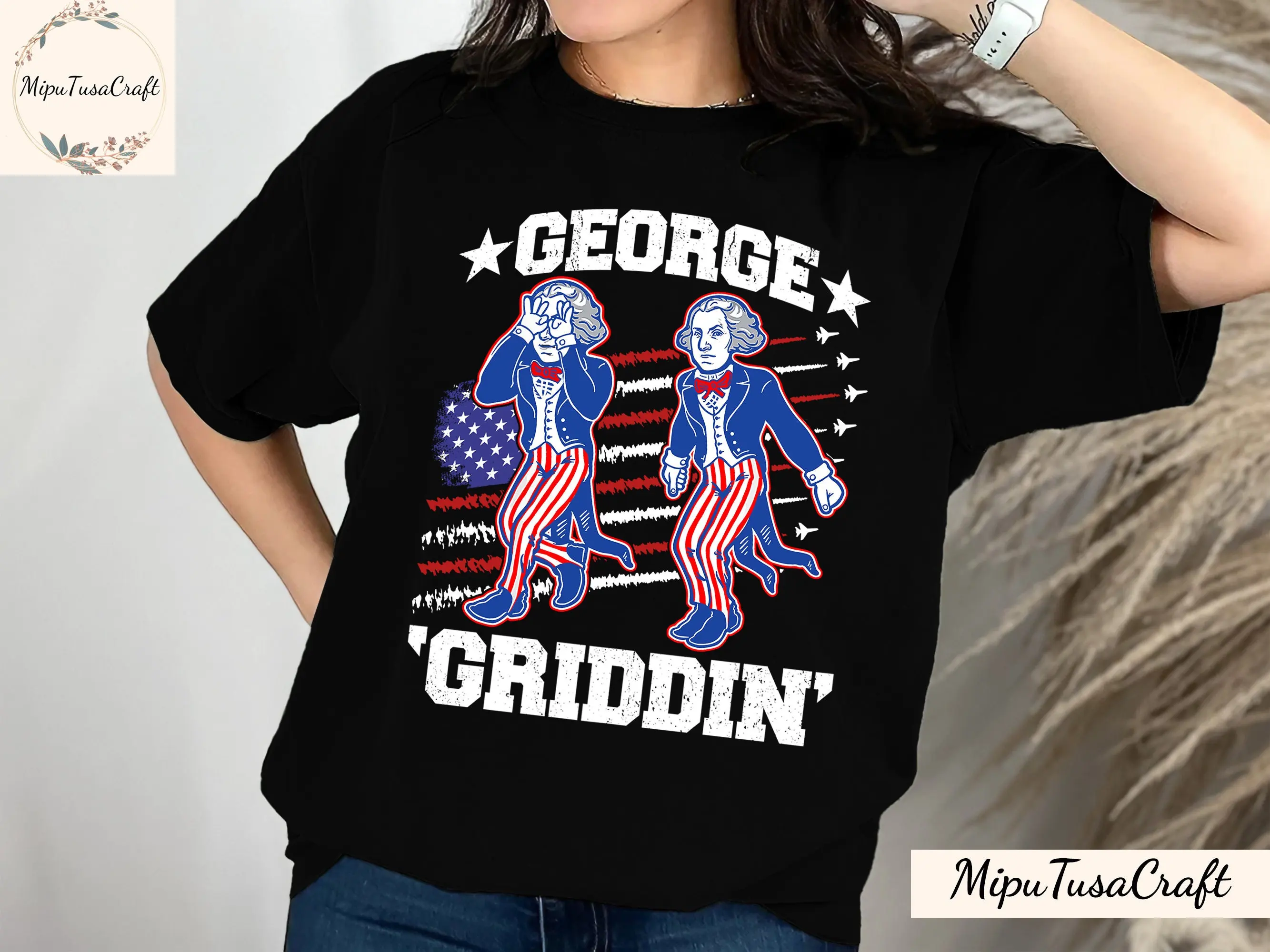 4Th Of July George Washington Griddy Griddin T Shirt America Flag Independence Day Dance Sweashirt