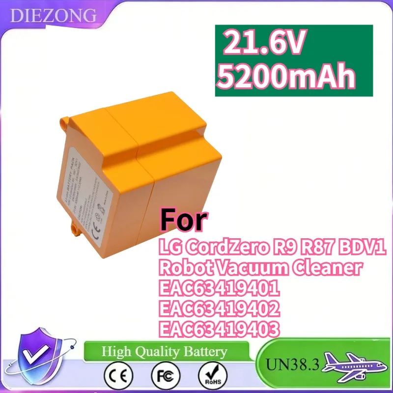 In Stock  For LG CordZero R9 R87 BDV1 Robot Vacuum Cleaner EAC63419401 EAC63419402 EAC63419403 Bateria 21.6V 5200mAh