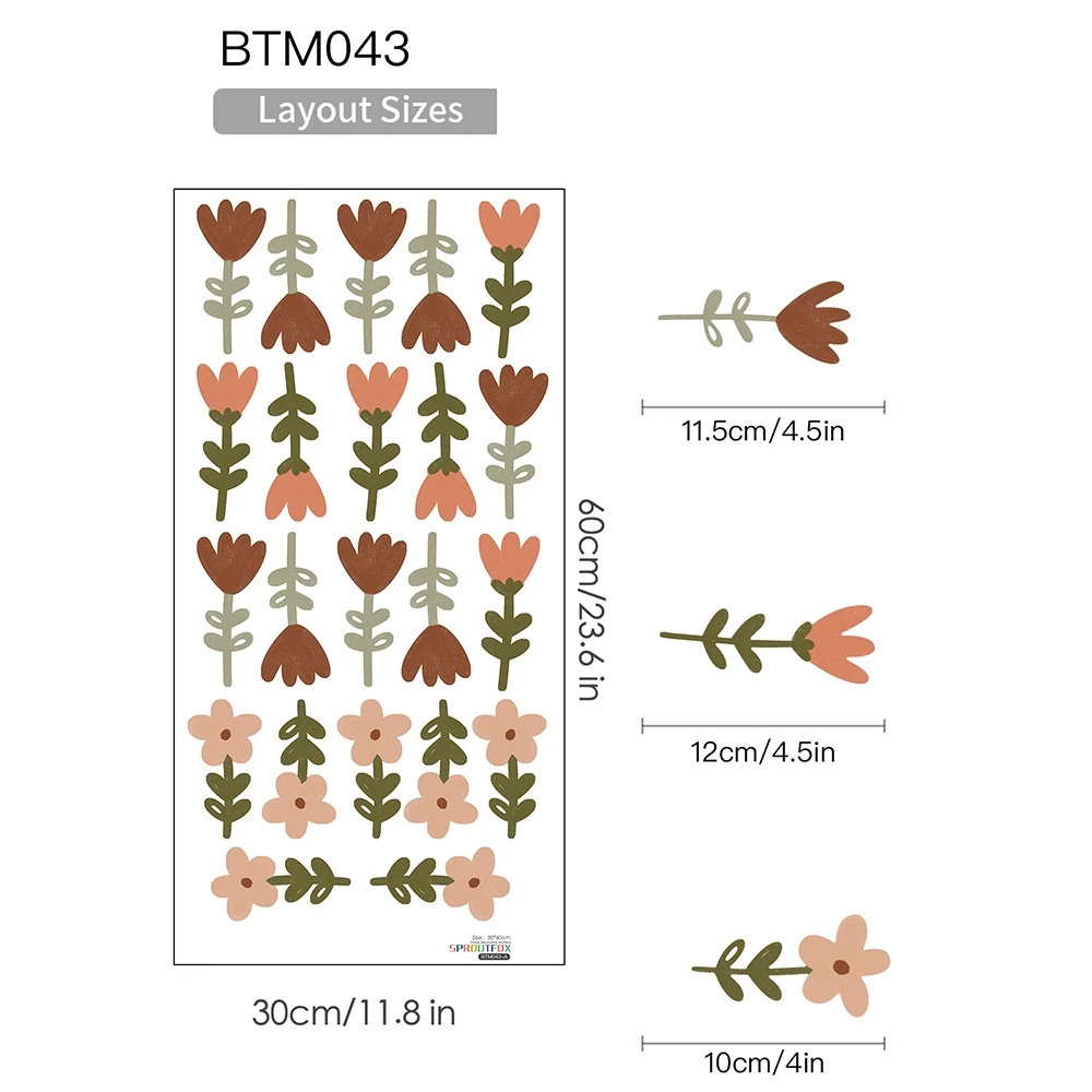 Boho Meadow Flowers Watercolor Nursery Wall Stickers Removable Children's Vinyl Wall Decal Baby Room Kids Room Home Decoration view 6