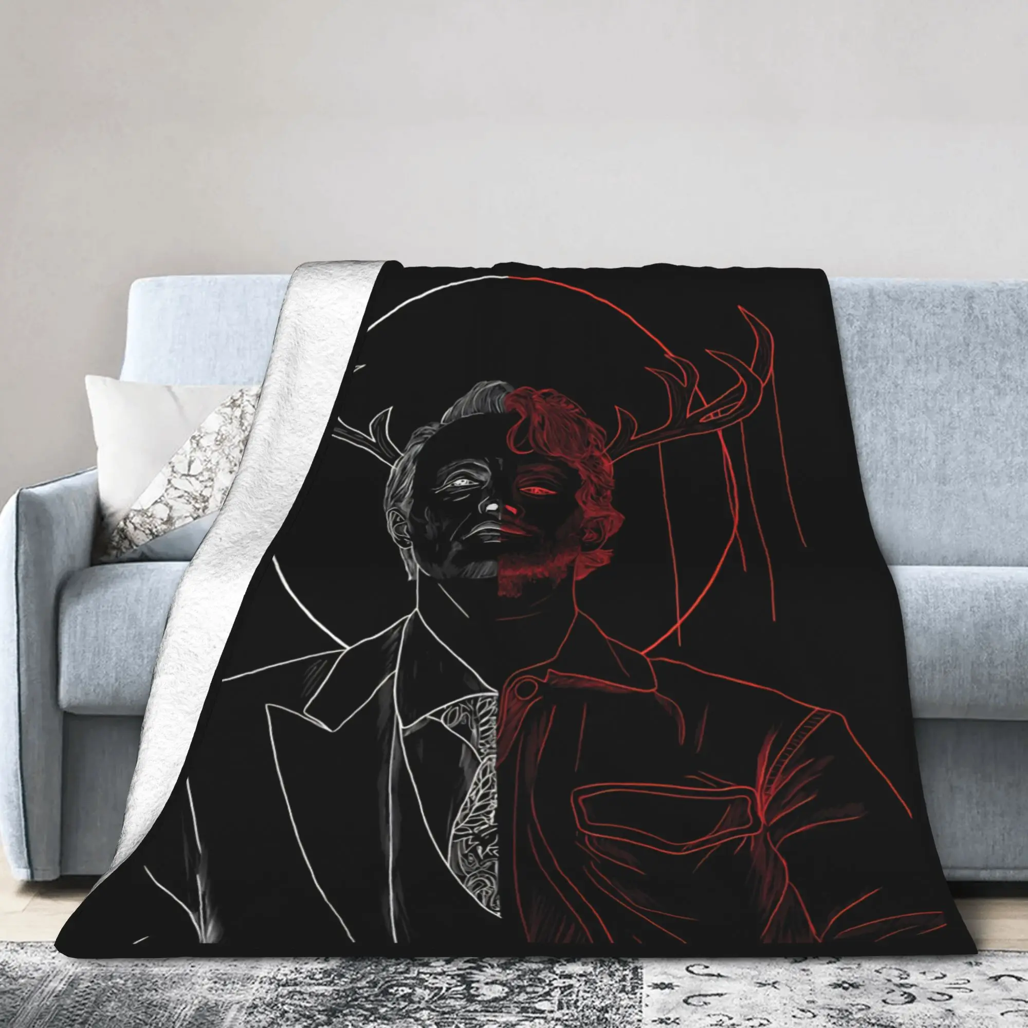 Blur - Hannigram Hannibal    Blanket  Flannel Novelty Warm Throw Blankets for Bedding Lounge Summer,