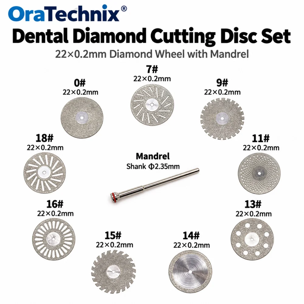 25PCS Dental Diamond Disc Disks 0.2mm Ultra-thin Double Sided Sand Porcelain Cutting Disc with Handle Dentistry Polishing Tools