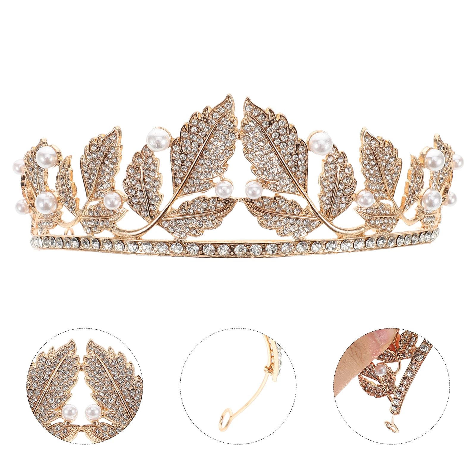 

Elegant Leaf Design Bridal Rhinestone Headpiece Lightweight Wedding Crown Hair Accessory For Brides Formal Events Updo Tiara