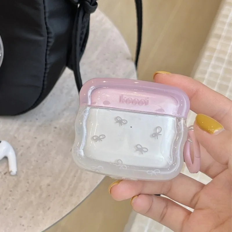 

Bow Wave Dots Contrast Color Clear Shell For Airpods Pro2 Headphone Shell For Airpods Pro 1 2 3 Protective Cover Earphone Case
