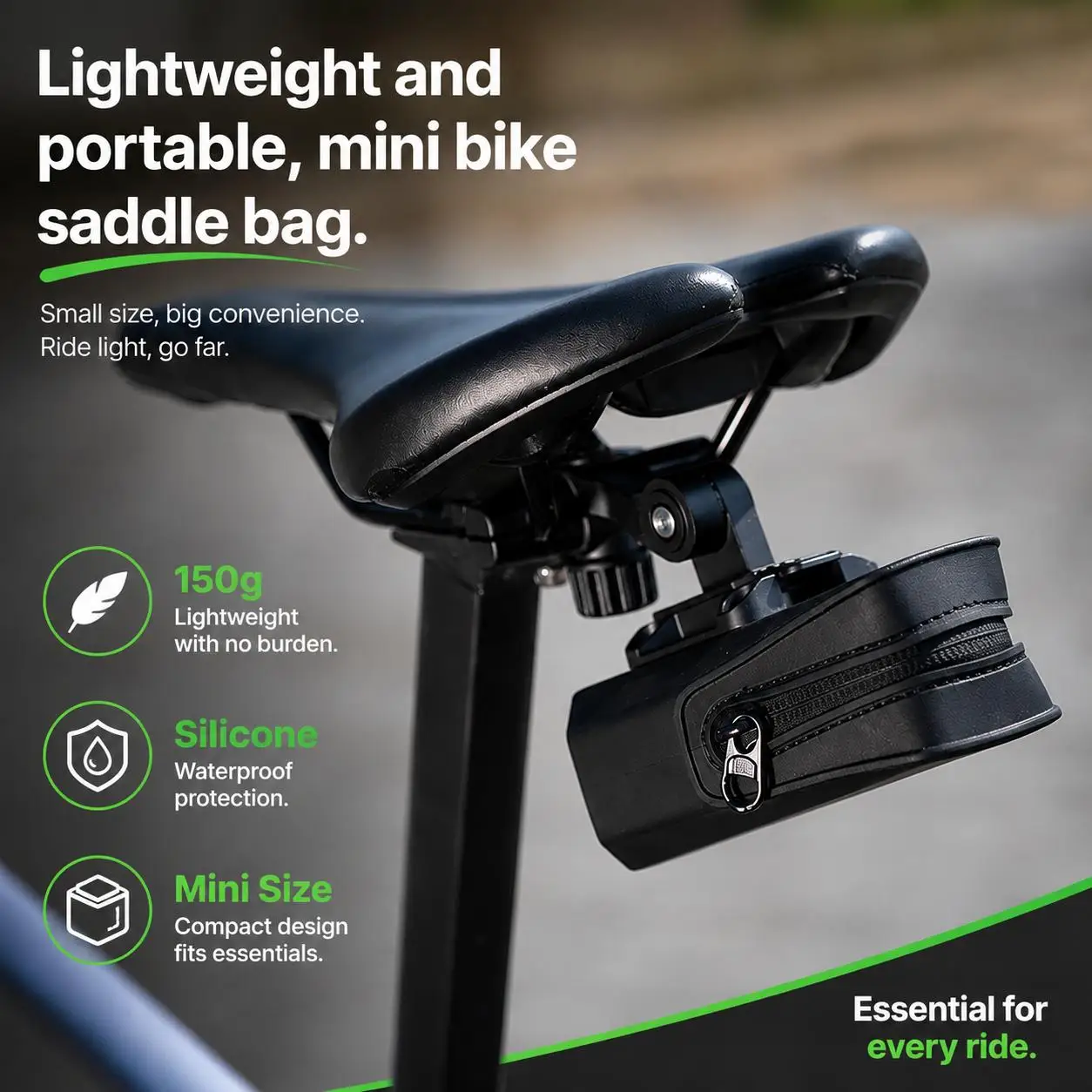 

Waterproof Silicone Road Bicycle Saddle Bag Portable Ultralight Cycling Storage Bag Adjustable MTB Bag Bike Accessory