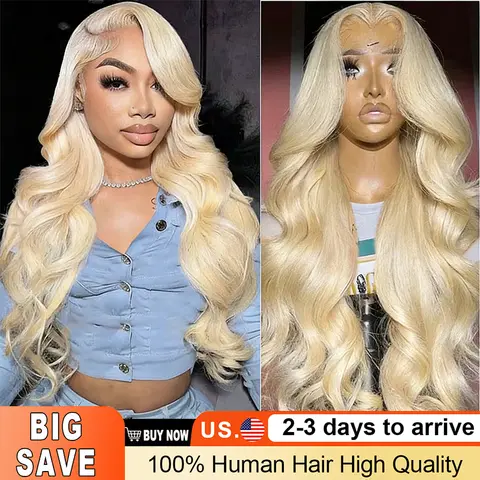 13x6 HD Transparent 613 Blonde Lace Frontal Human Hair Wig Body Wave Lace Wigs Colored Lace Front Wet And Wavy Human Hair Wigs