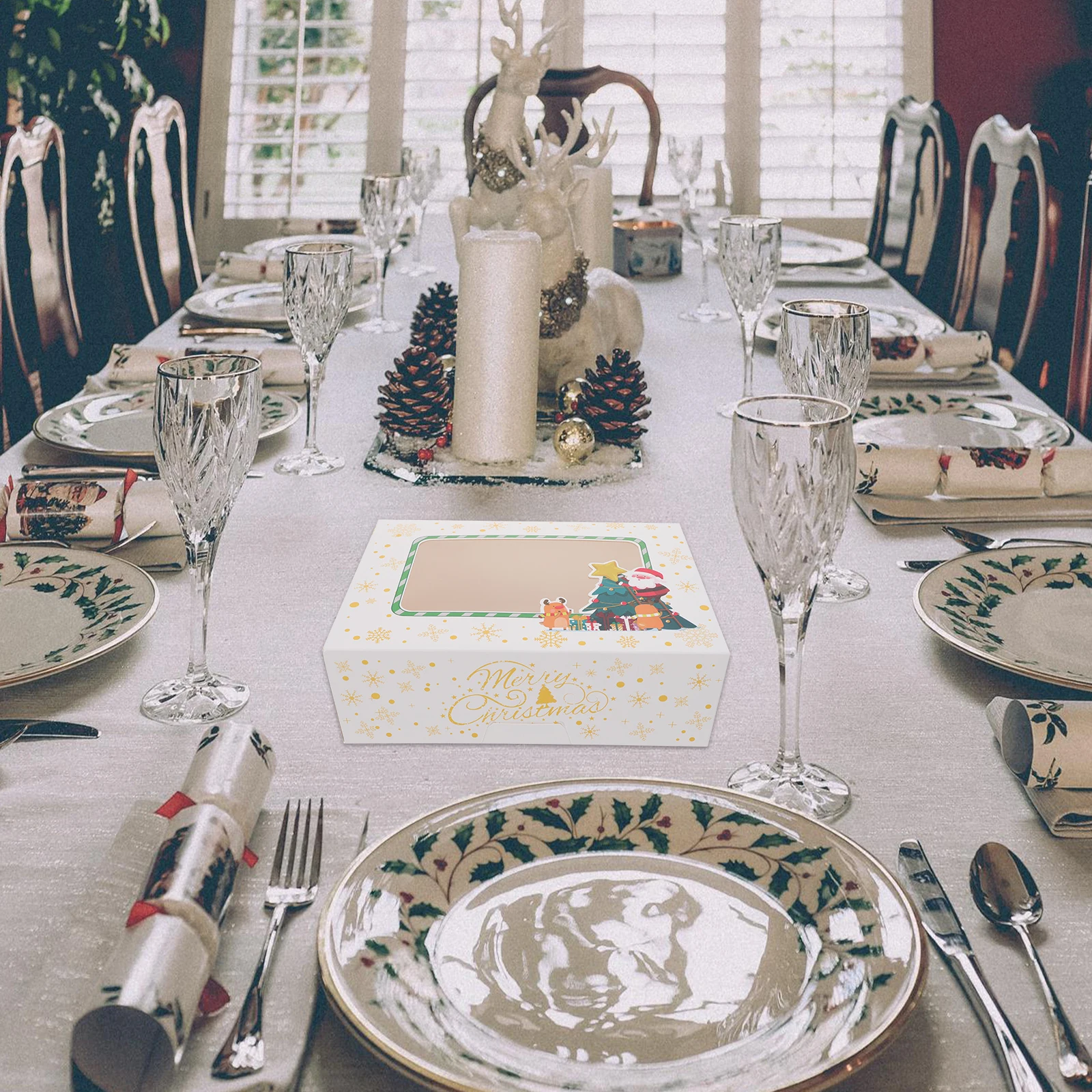 

12pcs Cake Christmas Bakery Boxes Dessert Gift Packaging Xmas Xmas Cake Baking Box Pie Packaging Box