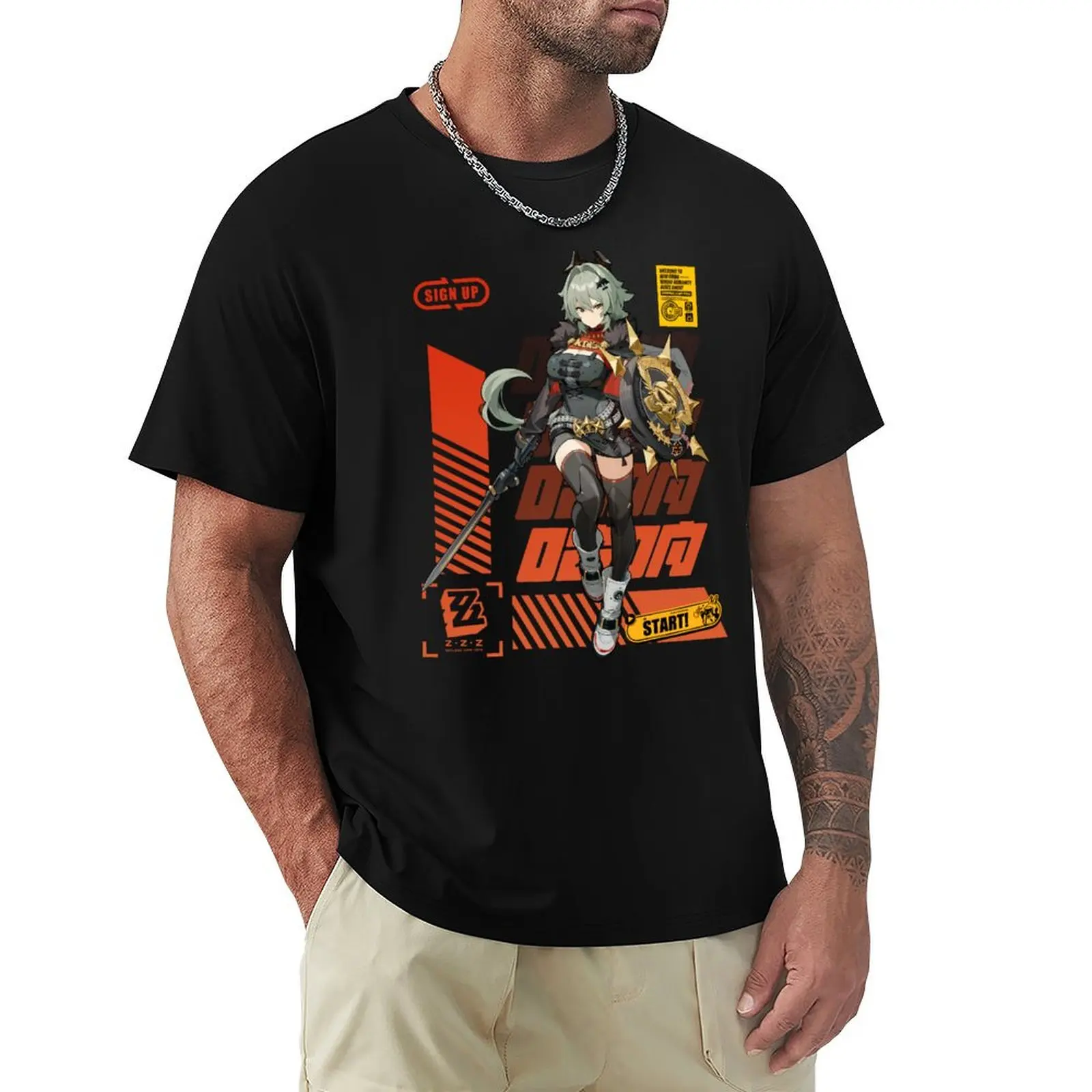 Agent Caesar (Zenless Zone Zero) T-Shirt Simple Line Art Print Tee