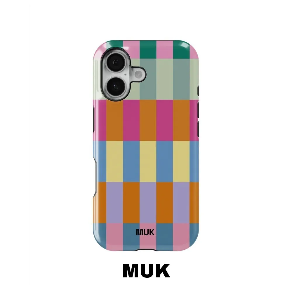 MUK Vivid Check Tartan Phone Case for Samsung Galaxy S20 S23 S24 S25 S26 FE Plus Ultra Edge 4 5G Double-layer Back Cover