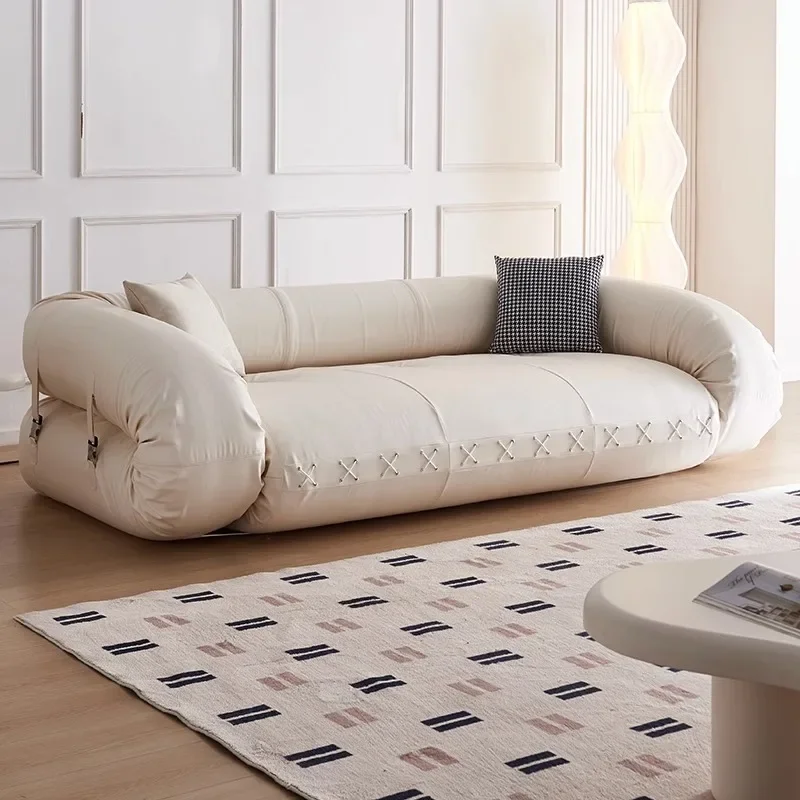 Cat scratch cloth cream sofa bed dual-purpose foldable small apartment living room balcony single double triple retro lazy sofa