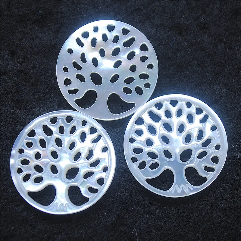 4PCS SEA WATER SHELL PENDANTS MOTHER OF PEARL ROUND SHAPE 25MM TREE SHAPE FOR WOMEN HOT JEWELRY DESIGNS