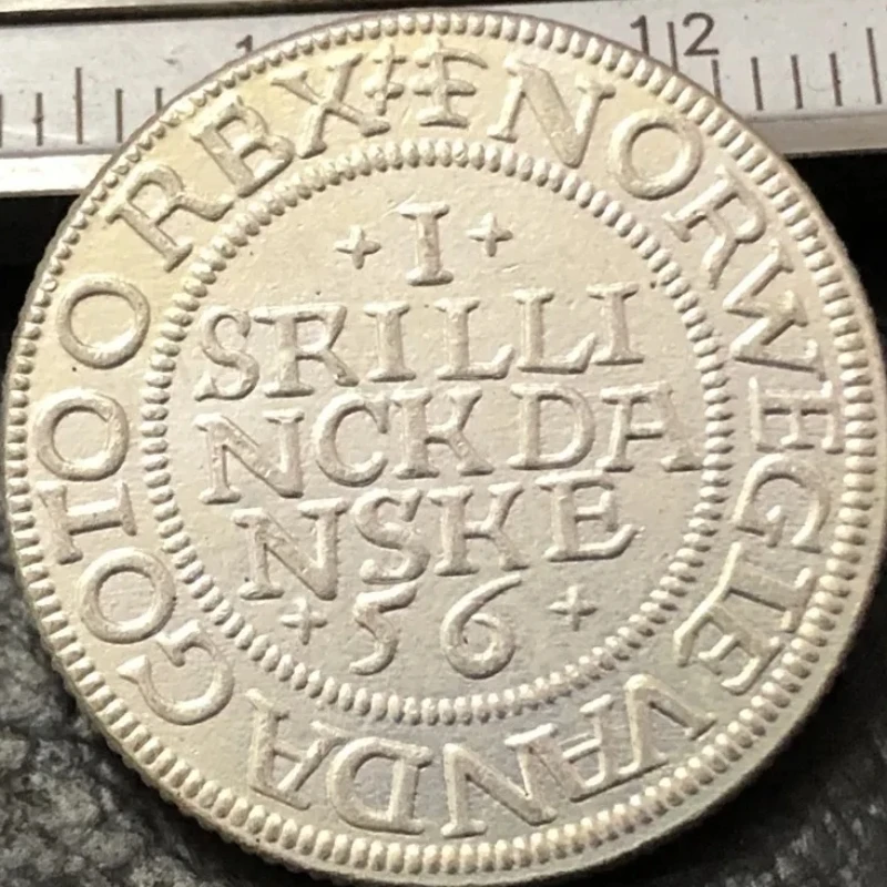 1556 Dinamarca 1 Skilling-cristiano III-moneda de copia chapada en plata de menta de Moscú