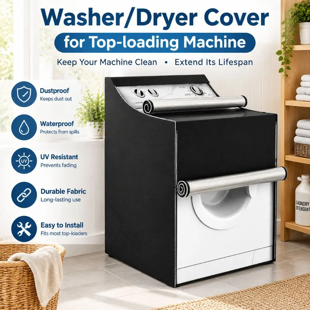 Waterproof Washer Dryer Cover Dustproof UV Resistant Washing Machine Cover Universal Fit Easy Install Dryer Protective Cover