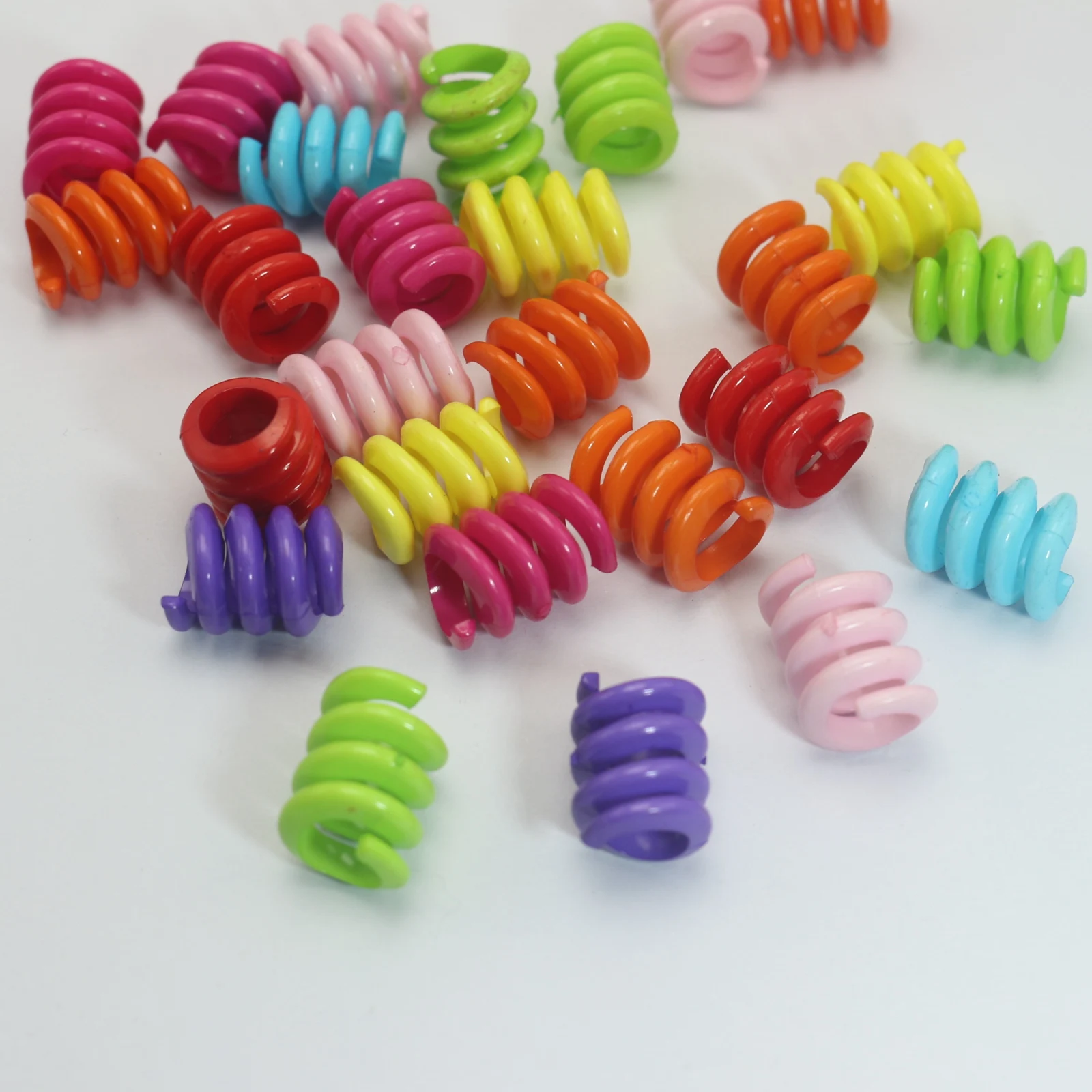 50 Mixed Color Acrylic Spring Dreadlock Ring Hair Pony Beads 15mm With Big Hole - view 4
