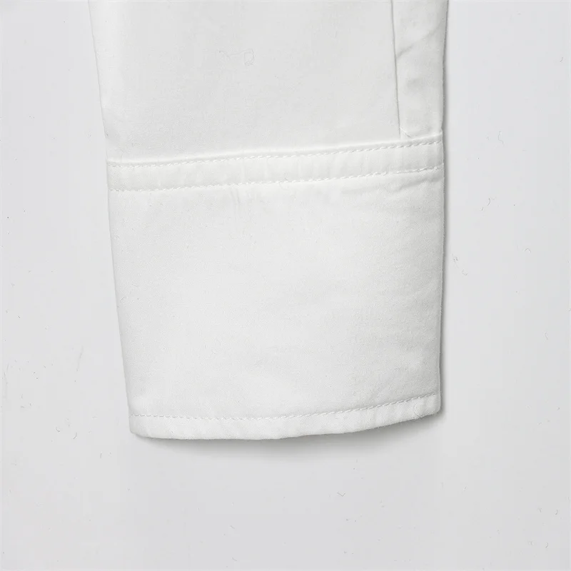 2025 가을 패션 트렌디 섹시 인기 주얼리 버튼 장식 포플린 셔츠