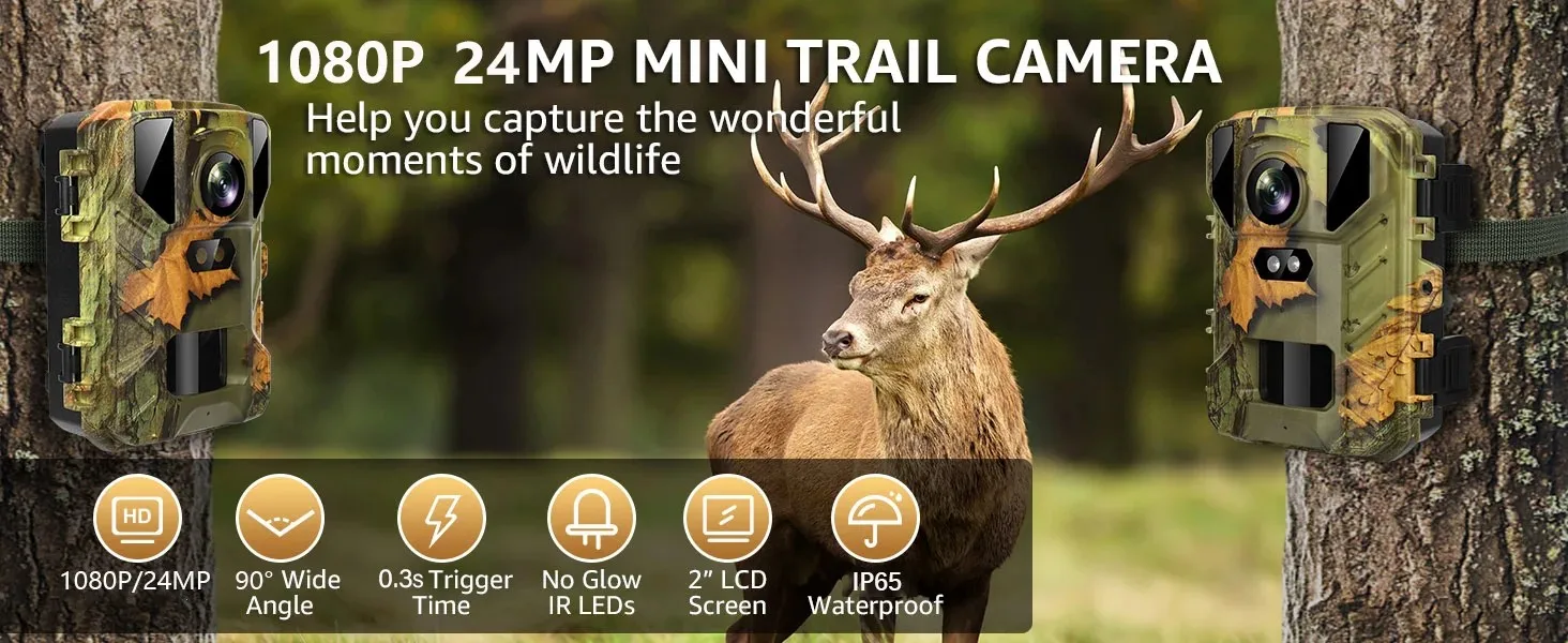 

50 МП 4K Мини-камера для охоты и наблюдения за дикой природой с ночным видением, без фильтрации, водонепроницаемая, для домашней безопасности, для съемки невидимых объектов