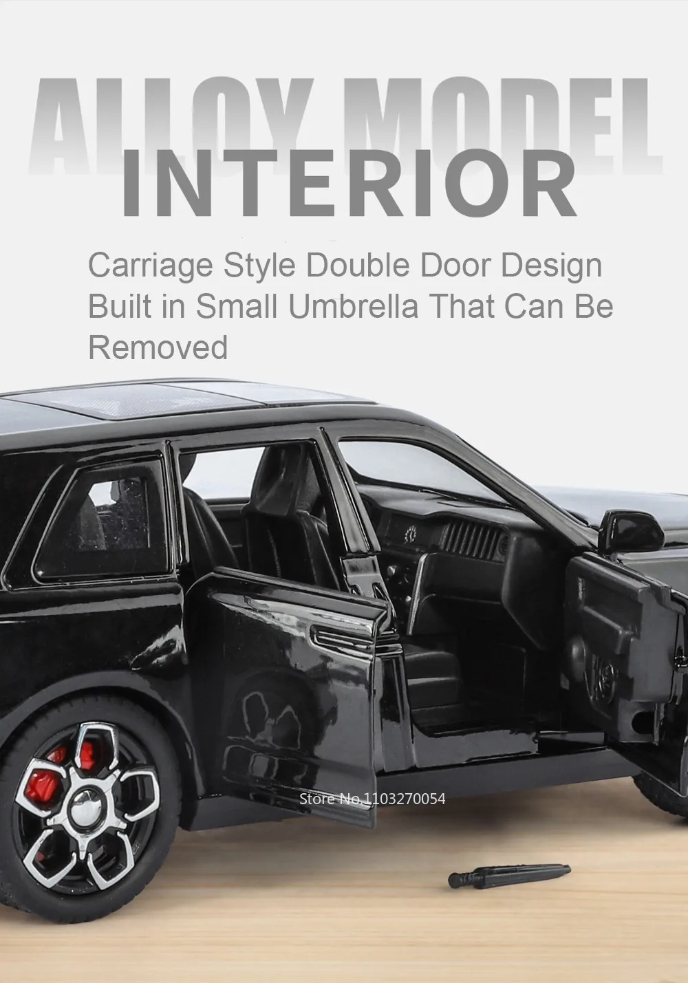 1:32 Rolls-Royce Cullinan Dawn Modell Spielzeug Druckguss Legierung Auto Sound Licht Zurückziehen Türen Geöffnet Miniatur Autos Simulation Ornament – Detail 9