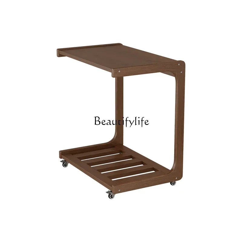 XX39A few cabinets on the side of the solid wood sofa can be moved with wheels. Mini small apartment type C small tea table